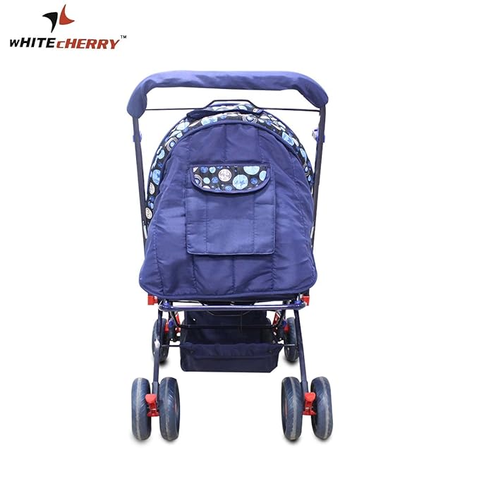 White Cherry Baby Stroller Pram Easy Fold for Newborn Baby/Kids Reversible Handle Bracker 360 Degree Rotation Wheel Easy Carry Travel