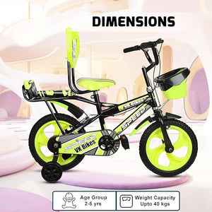 Kaashnic Kids Cycle 14T with Training Wheels Double Gaddi