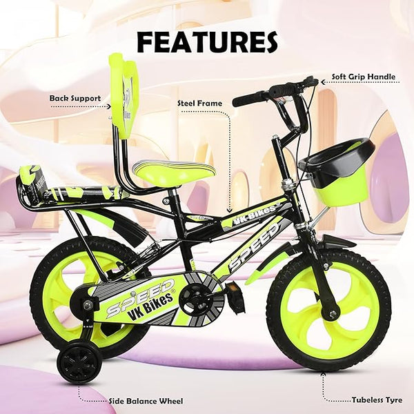 Kaashnic Kids Cycle 14T with Training Wheels Double Gaddi
