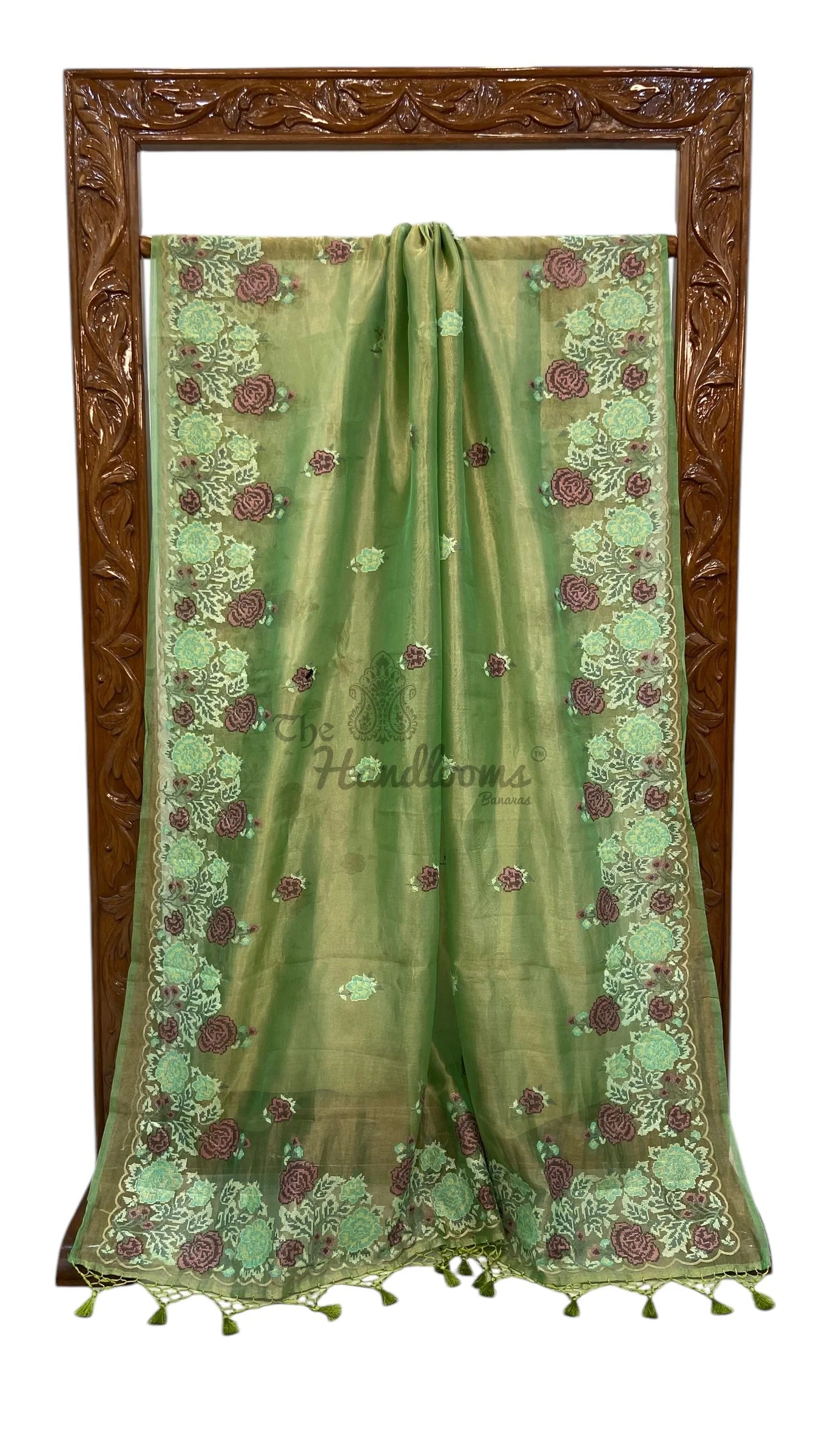 Pure Tissue Handloom Banarasi Saree With Chikankari
