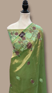 Pure Tissue Handloom Banarasi Saree With Chikankari