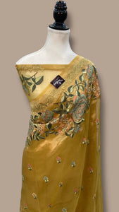 Pure Tissue Handloom Banarasi Saree With Chikankari