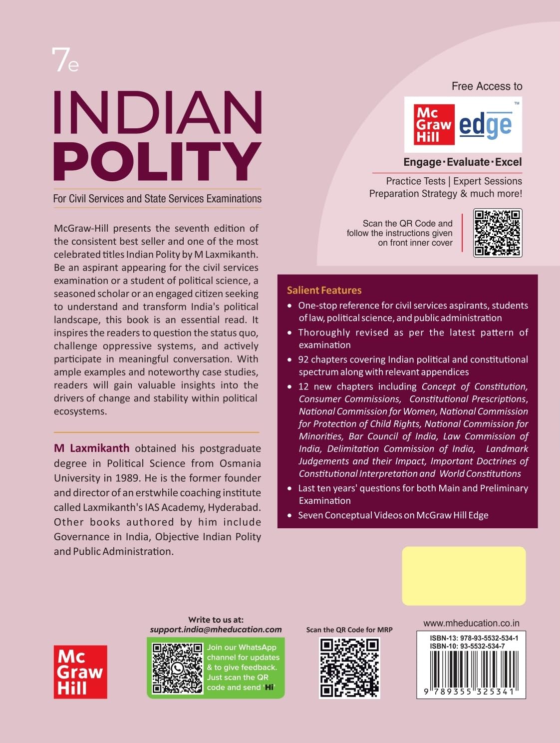 Indian Polity (English) by M Laxmikanth for UPSC CSE 2025 | 7th edition (latest) | Civil Services Exam - Prelims, Mains and Interview | State PSCs exams/ PCS exams